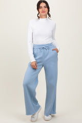 Light Blue Exposed Seam Wide Leg Sweatpants