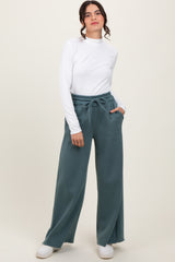 Light Olive Exposed Seam Wide Leg Maternity Sweatpants