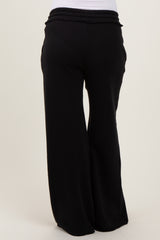 Black Exposed Seam Wide Leg Maternity Sweatpants