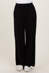 Black Exposed Seam Wide Leg Sweatpants