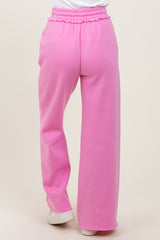 Pink Exposed Seam Wide Leg Sweatpants