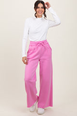 Pink Exposed Seam Wide Leg Maternity Sweatpants