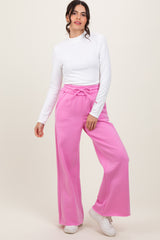 Pink Exposed Seam Wide Leg Sweatpants