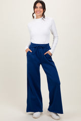 Light Navy Exposed Seam Wide Leg Sweatpants