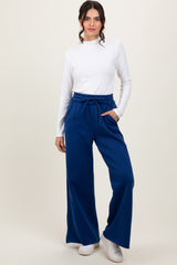 Light Navy Exposed Seam Wide Leg Sweatpants