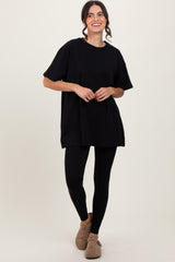 Black Oversized Crewneck Short Sleeve and Legging Set