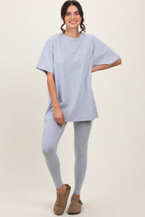 Heather Grey Oversized Crewneck Short Sleeve and Legging Set