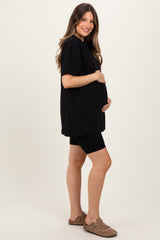 Black Biker Shorts Maternity Set