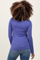 Periwinkle Brushed Knit V-Neck Long Sleeve Maternity Top