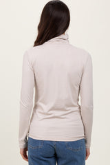 Cream Brushed Knit Basic Turtleneck Top