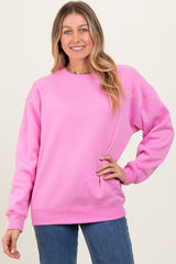 Pink Basic Fleece Crewneck Sweatshirt