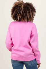 Pink Basic Fleece Crewneck Maternity Sweatshirt