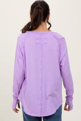 Lavender Heather Exposed Seam Long Sleeve Top