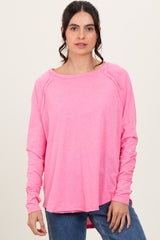 Fuchsia Heather Exposed Seam Long Sleeve Maternity Top