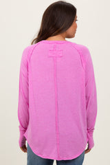 Pink Heather Exposed Seam Long Sleeve Maternity Top