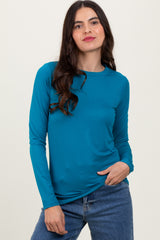 Teal Basic Long Sleeve Maternity Top