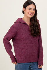 Burgundy Half Zip Pullover Sweater