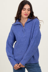 Periwinkle Half Zip Maternity Pullover Sweater