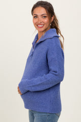 Periwinkle Half Zip Maternity Pullover Sweater