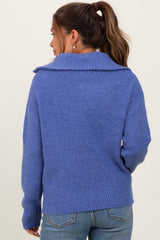 Periwinkle Half Zip Maternity Pullover Sweater