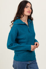 Deep Teal Half Zip Pullover Sweater