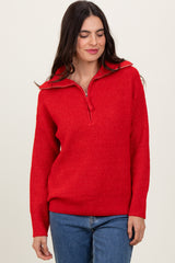 Red Half Zip Pullover Sweater