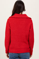 Red Half Zip Pullover Sweater