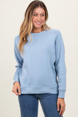 Light Blue Fleece Maternity Sweatshirt