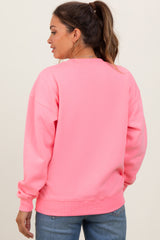 Pink Fleece Crew Neck Relaxed Fit Maternity Sweatshirt