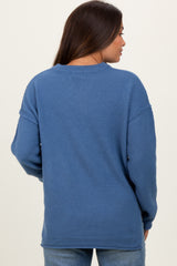 Denim Diamond Knit Button Detail Maternity Sweater