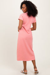 Pink Striped Button Down Midi Dress