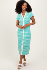 Jade Striped Button Down Midi Dress