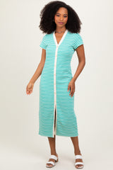 Jade Striped Button Down Midi Dress