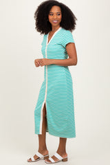 Jade Striped Button Down Midi Dress