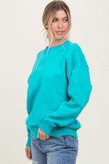 Turquoise Basic Fleece Crewneck Sweatshirt