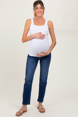 Navy Blue Dark Wash Slim Straight Maternity Jeans