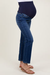 Navy Blue Dark Wash Slim Straight Maternity Jeans