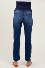 Navy Blue Dark Wash Slim Straight Maternity Jeans