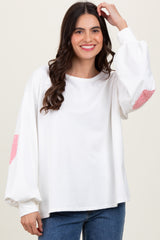 Ivory Solid Long Sleeve Heart Patch Maternity Top