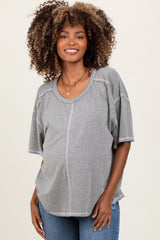 Light Olive Solid Tri-Blend Short Sleeve Maternity Tunic Top