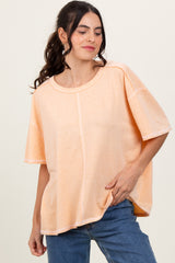 Peach Solid Tri-Blend Short Sleeve Maternity Tunic Top