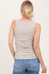 Beige Heather Ribbed Scoop Neck Tank