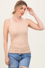 Peach Heather Ribbed Scoop Neck Tank