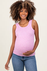 Pink Heather Ribbed Scoop Neck Maternity Tank