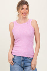 Pink Heather Ribbed Scoop Neck Tank