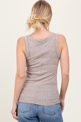 Mocha Heather Ribbed Scoop Neck Tank