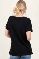 Black Oversized V-Neck Short Sleeve Tee