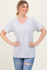 Heather Grey Oversized V-Neck Short Sleeve Tee