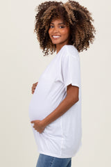 White Oversized V-Neck Short Sleeve Maternity Tee