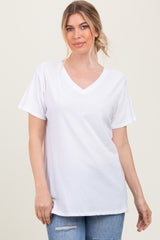 White Oversized V-Neck Short Sleeve Tee